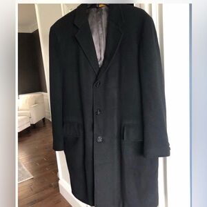 Varsity Black Trench Coat Cashmere 46R